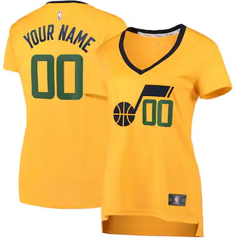 womens fanatics branded gold utah jazz fast break replica c-230